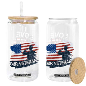 Love Our Veterans Glass Can Veterans Day Military Appreciation US Flag TS10 Print Your Wear