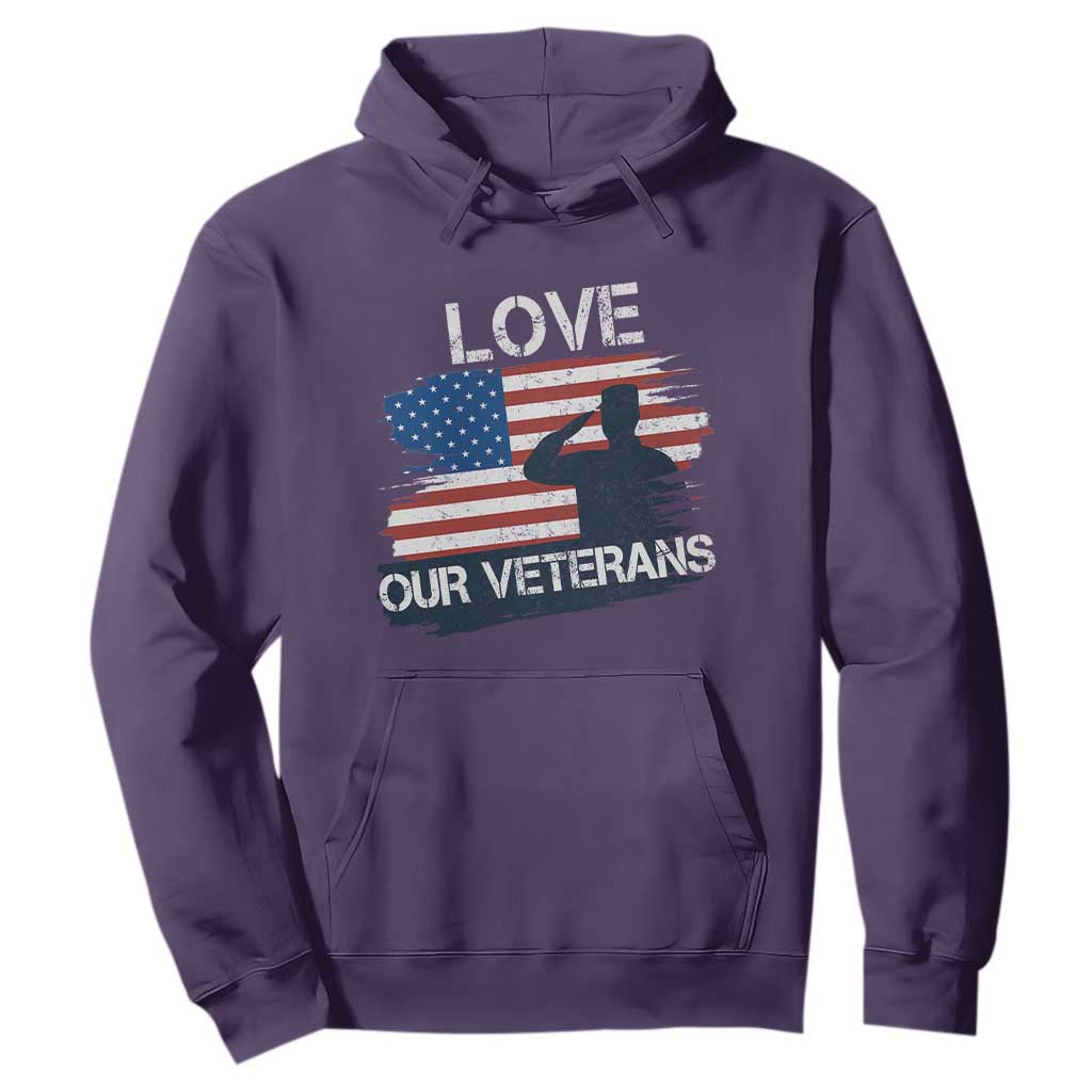 Love Our Veterans Hoodie Veterans Day Military Appreciation US Flag TS10 Purple Print Your Wear