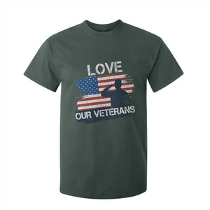 Love Our Veterans T Shirt For Kid Veterans Day Military Appreciation US Flag TS10 Dark Forest Green Print Your Wear