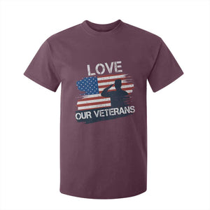 Love Our Veterans T Shirt For Kid Veterans Day Military Appreciation US Flag TS10 Maroon Print Your Wear