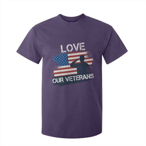 Love Our Veterans T Shirt For Kid Veterans Day Military Appreciation US Flag TS10 Purple Print Your Wear