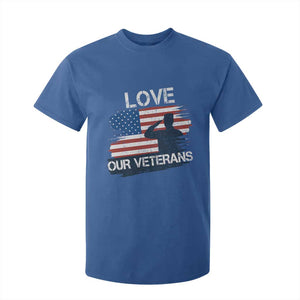 Love Our Veterans T Shirt For Kid Veterans Day Military Appreciation US Flag TS10 Royal Blue Print Your Wear