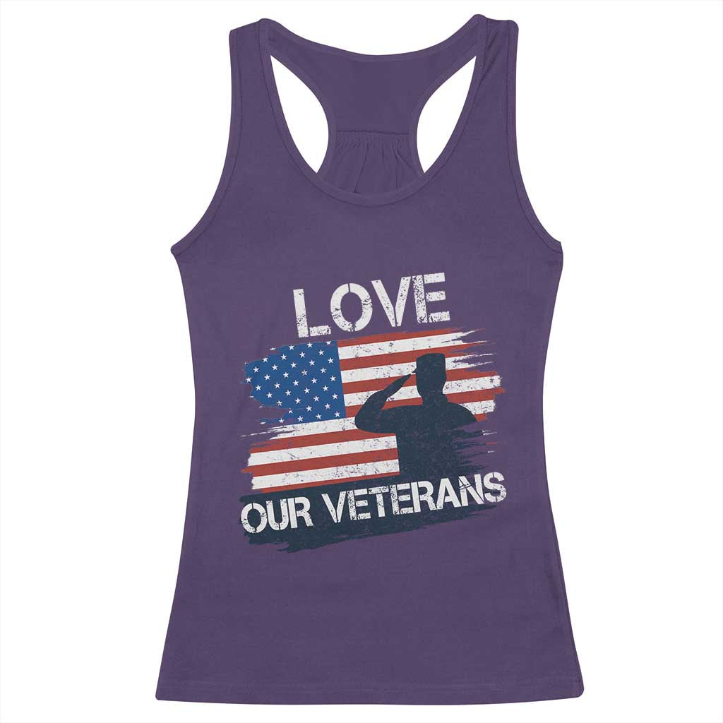 Love Our Veterans Racerback Tank Top Veterans Day Military Appreciation US Flag TS10 Purple Print Your Wear