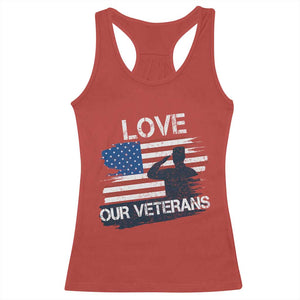 Love Our Veterans Racerback Tank Top Veterans Day Military Appreciation US Flag TS10 Red Print Your Wear