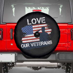 Love Our Veterans Spare Tire Cover Veterans Day Military Appreciation US Flag TS10 Black Print Your Wear