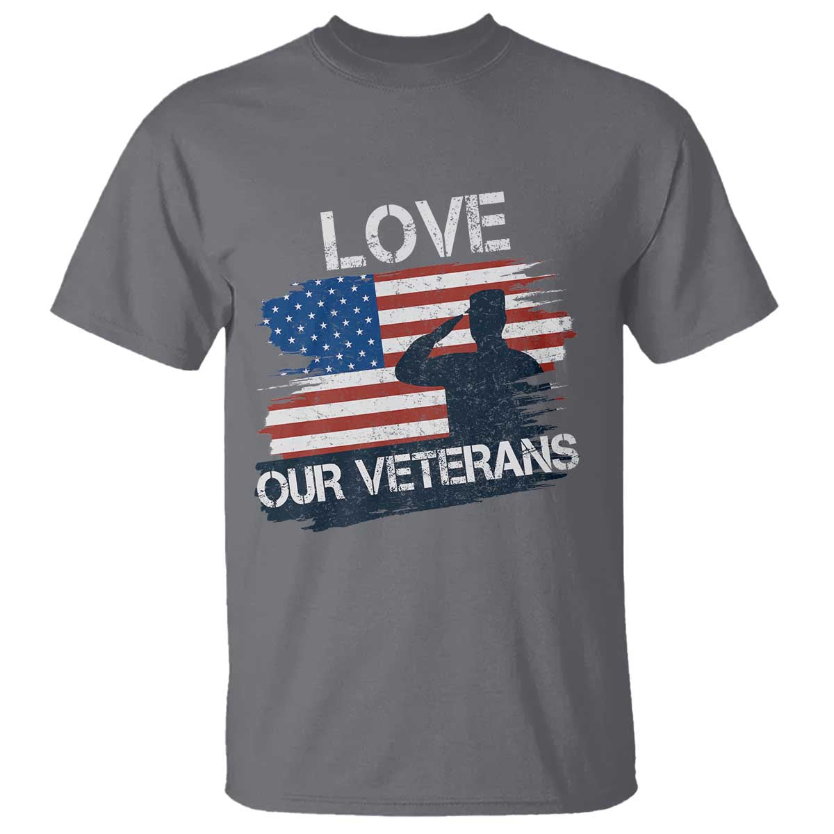 Love Our Veterans T Shirt Veterans Day Military Appreciation US Flag TS10 Charcoal Print Your Wear