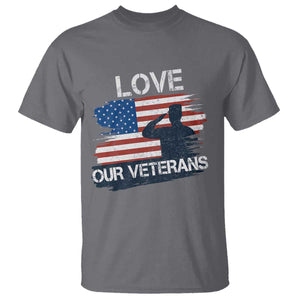 Love Our Veterans T Shirt Veterans Day Military Appreciation US Flag TS10 Charcoal Print Your Wear