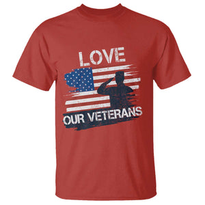 Love Our Veterans T Shirt Veterans Day Military Appreciation US Flag TS10 Red Print Your Wear