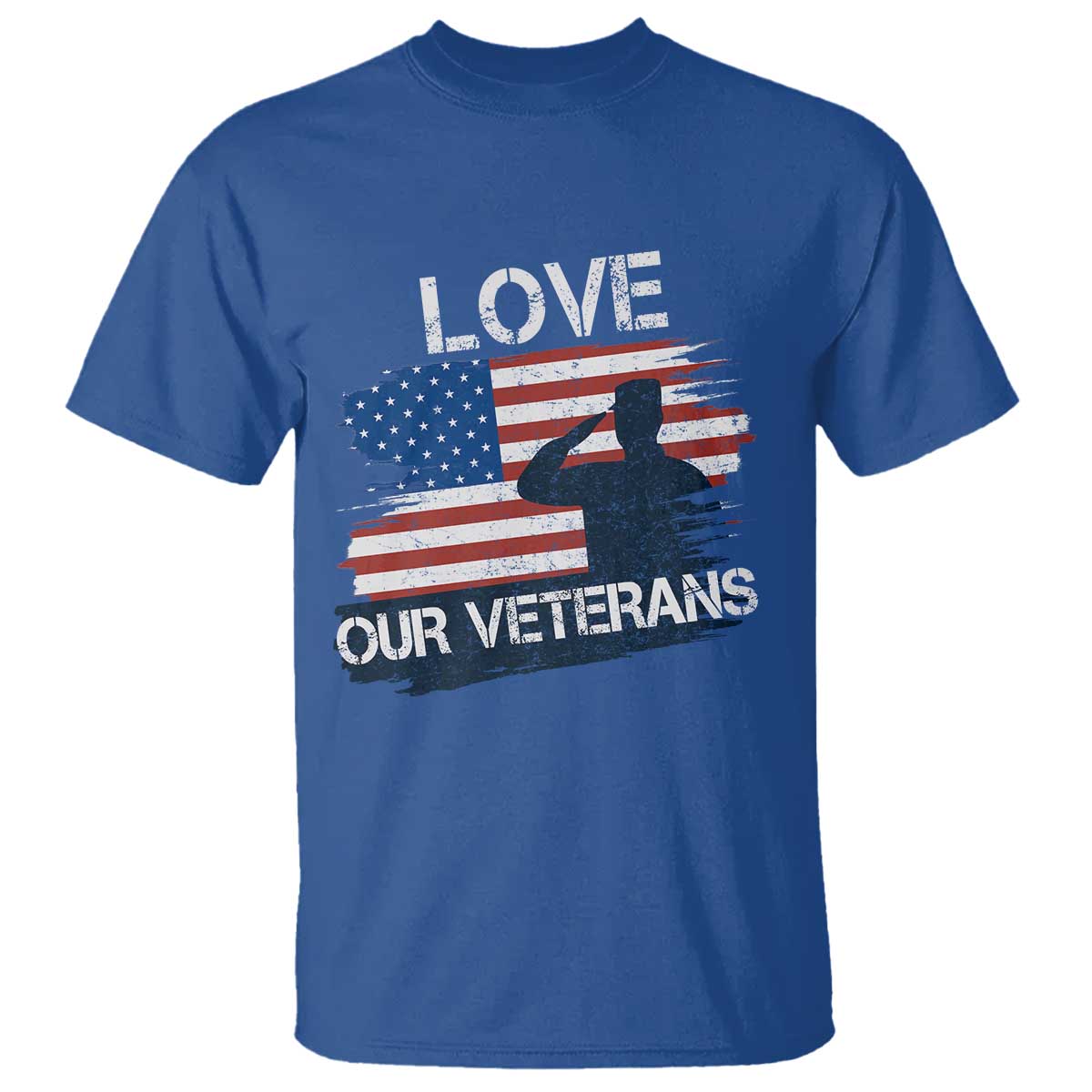 Love Our Veterans T Shirt Veterans Day Military Appreciation US Flag TS10 Royal Blue Print Your Wear
