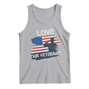 Love Our Veterans Tank Top Veterans Day Military Appreciation US Flag TS10 Athletic Heather Print Your Wear