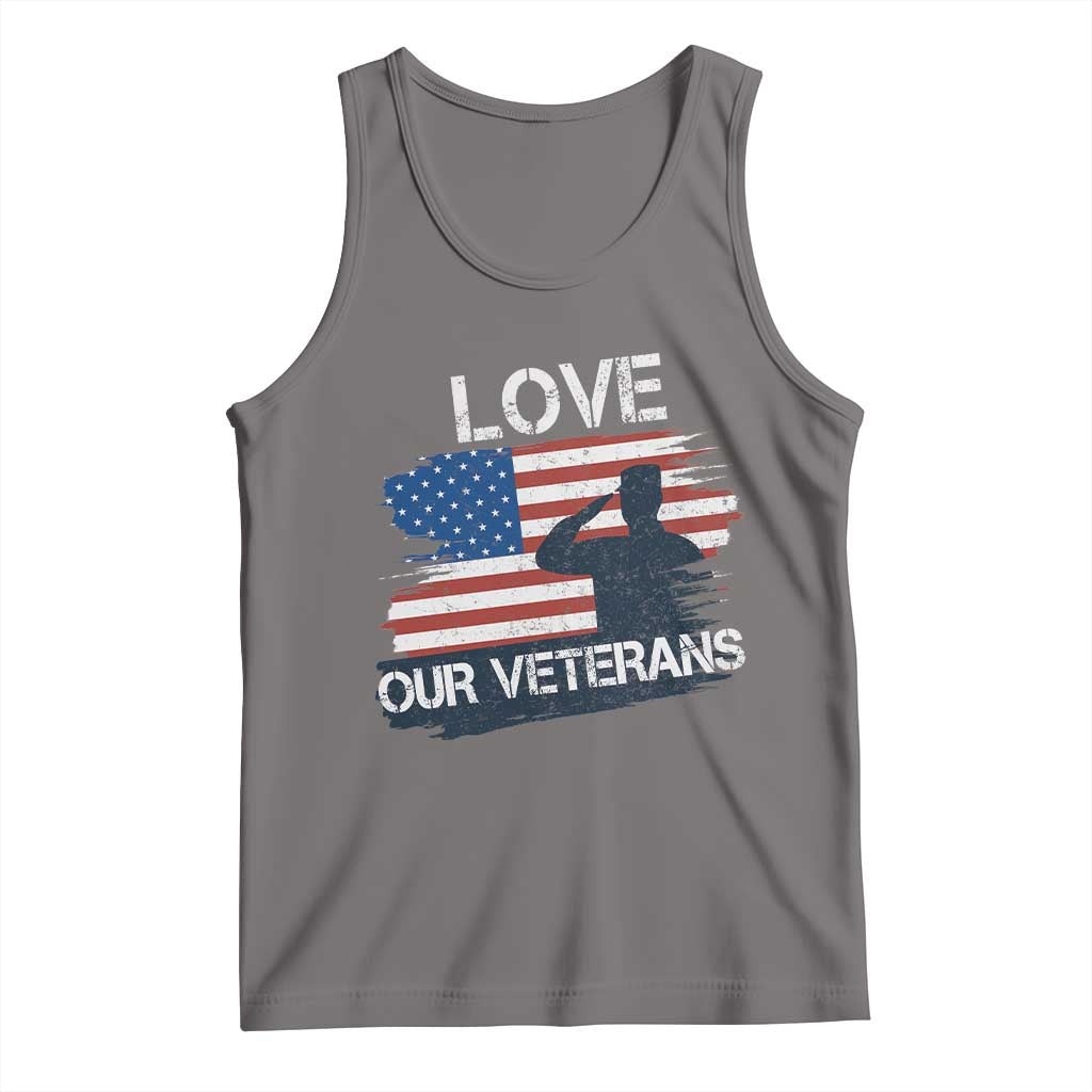 Love Our Veterans Tank Top Veterans Day Military Appreciation US Flag TS10 Deep Heather Print Your Wear