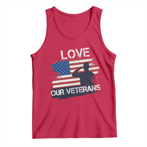 Love Our Veterans Tank Top Veterans Day Military Appreciation US Flag TS10 Red Print Your Wear