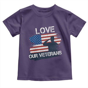 Love Our Veterans Toddler T Shirt Veterans Day Military Appreciation US Flag TS10 Purple Print Your Wear