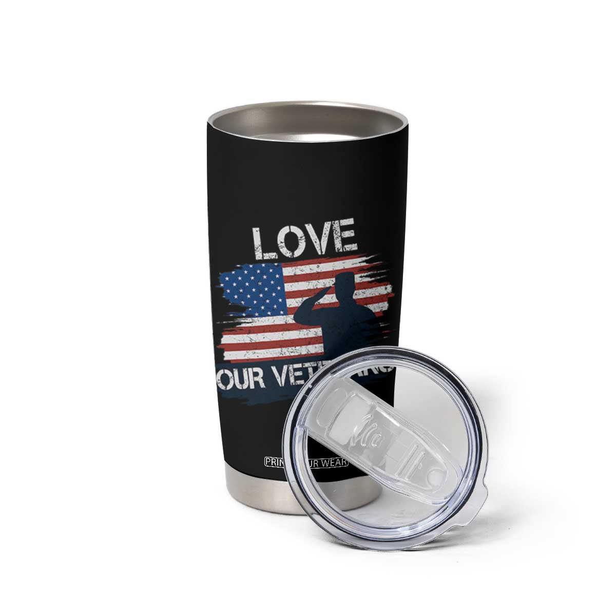 Love Our Veterans Tumbler Cup Veterans Day Military Appreciation US Flag TS10 Print Your Wear