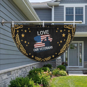 Love Our Veterans Patriotic Fan Flag Veterans Day Military Appreciation US Flag