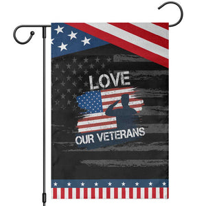 Love Our Veterans Garden Flag Veterans Day Military Appreciation US Flag TS10 Distressed Black Blue Print Your Wear