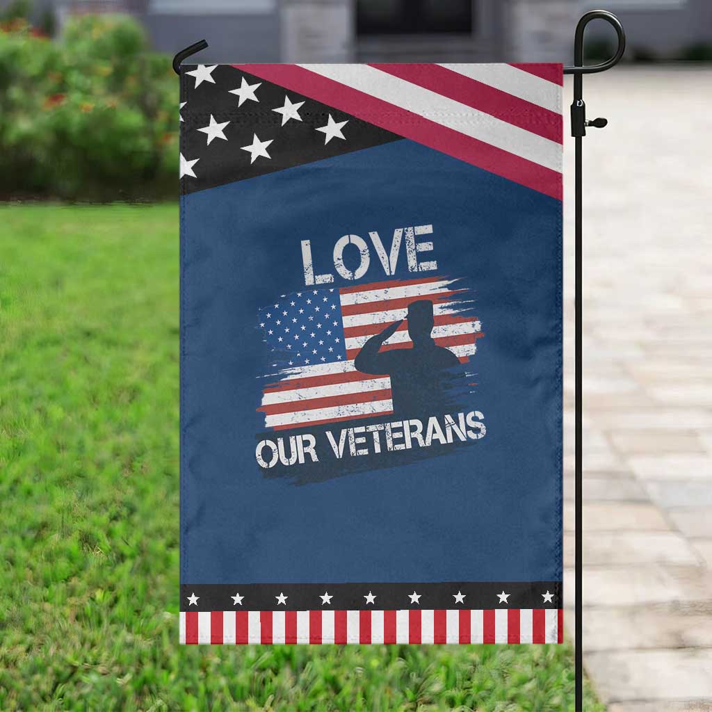 Love Our Veterans Garden Flag Veterans Day Military Appreciation US Flag TS10 Classic Blue Black Print Your Wear