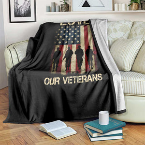 Love Our Veterans Throw Blanket US Veterans Day Proud Military Family US Flag TS10 Print Your Wear