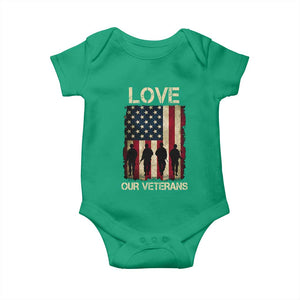 Love Our Veterans Baby Onesie US Veterans Day Proud Military Family US Flag TS10 Irish Green Print Your Wear