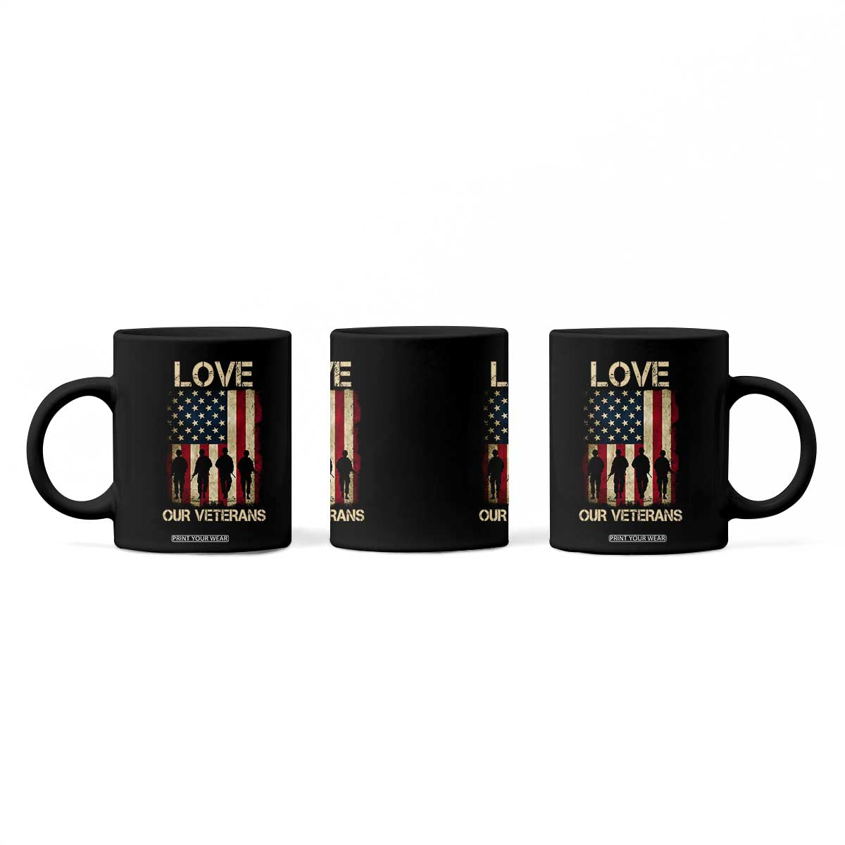 Love Our Veterans Coffee Mug US Veterans Day Proud Military Family US Flag TS10 Print Your Wear