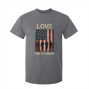 Love Our Veterans T Shirt For Kid US Veterans Day Proud Military Family US Flag TS10 Charcoal Print Your Wear
