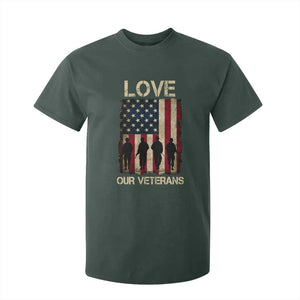 Love Our Veterans T Shirt For Kid US Veterans Day Proud Military Family US Flag TS10 Dark Forest Green Print Your Wear