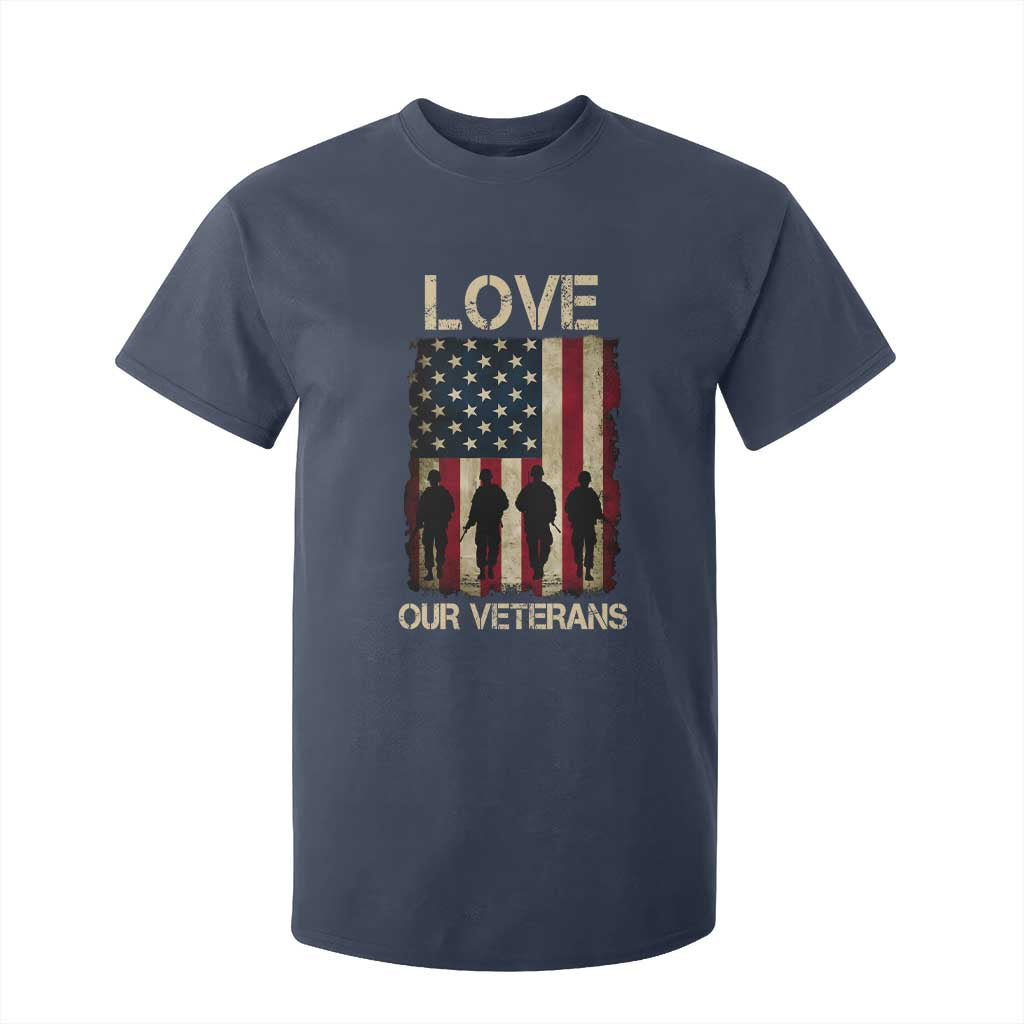 Love Our Veterans T Shirt For Kid US Veterans Day Proud Military Family US Flag TS10 Navy Print Your Wear
