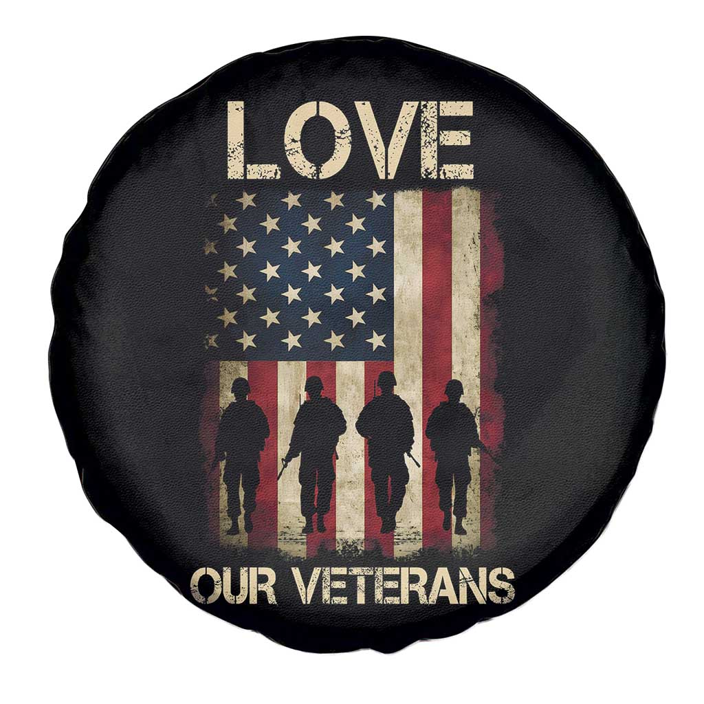 Love Our Veterans Spare Tire Cover US Veterans Day Proud Military Family US Flag TS10 Print Your Wear