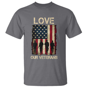 Love Our Veterans T Shirt US Veterans Day Proud Military Family US Flag TS10 Charcoal Print Your Wear