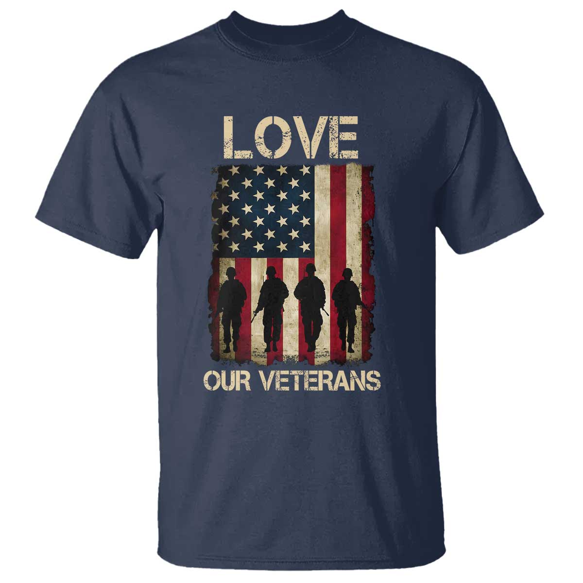 Love Our Veterans T Shirt US Veterans Day Proud Military Family US Flag TS10 Navy Print Your Wear