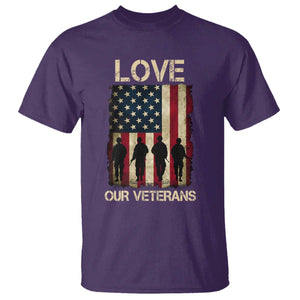 Love Our Veterans T Shirt US Veterans Day Proud Military Family US Flag TS10 Purple Print Your Wear
