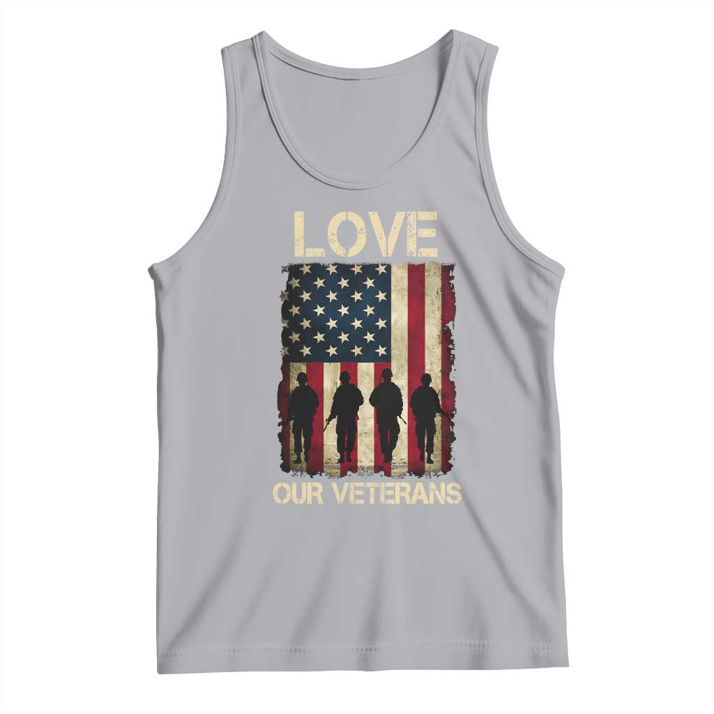 Love Our Veterans Tank Top US Veterans Day Proud Military Family US Flag TS10 Athletic Heather Print Your Wear