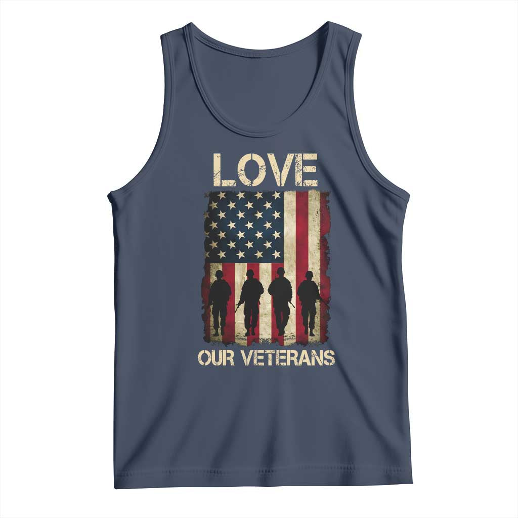 Love Our Veterans Tank Top US Veterans Day Proud Military Family US Flag TS10 Navy Print Your Wear