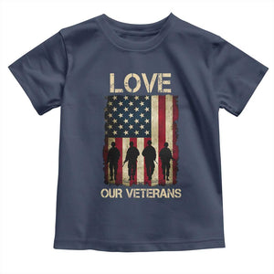 Love Our Veterans Toddler T Shirt US Veterans Day Proud Military Family US Flag TS10 Navy Print Your Wear