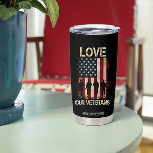 Love Our Veterans Tumbler Cup US Veterans Day Proud Military Family US Flag TS10 Print Your Wear