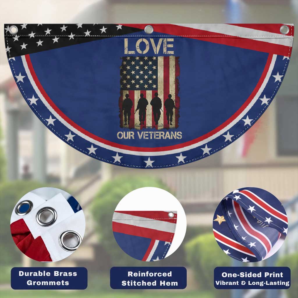 Love Our Veterans Patriotic Fan Flag US Veterans Day Proud Military Family US Flag