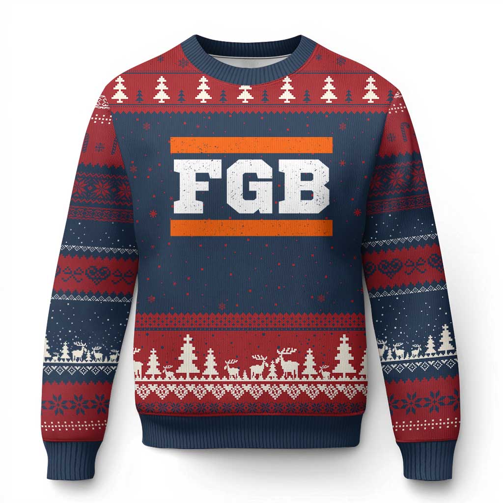 BF Game Day Ugly Christmas Sweater FGB Football Fans TS10 Navy Red Print Your Wear