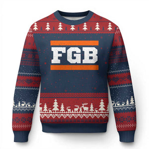 BF Game Day Ugly Christmas Sweater FGB Football Fans TS10 Navy Red Print Your Wear