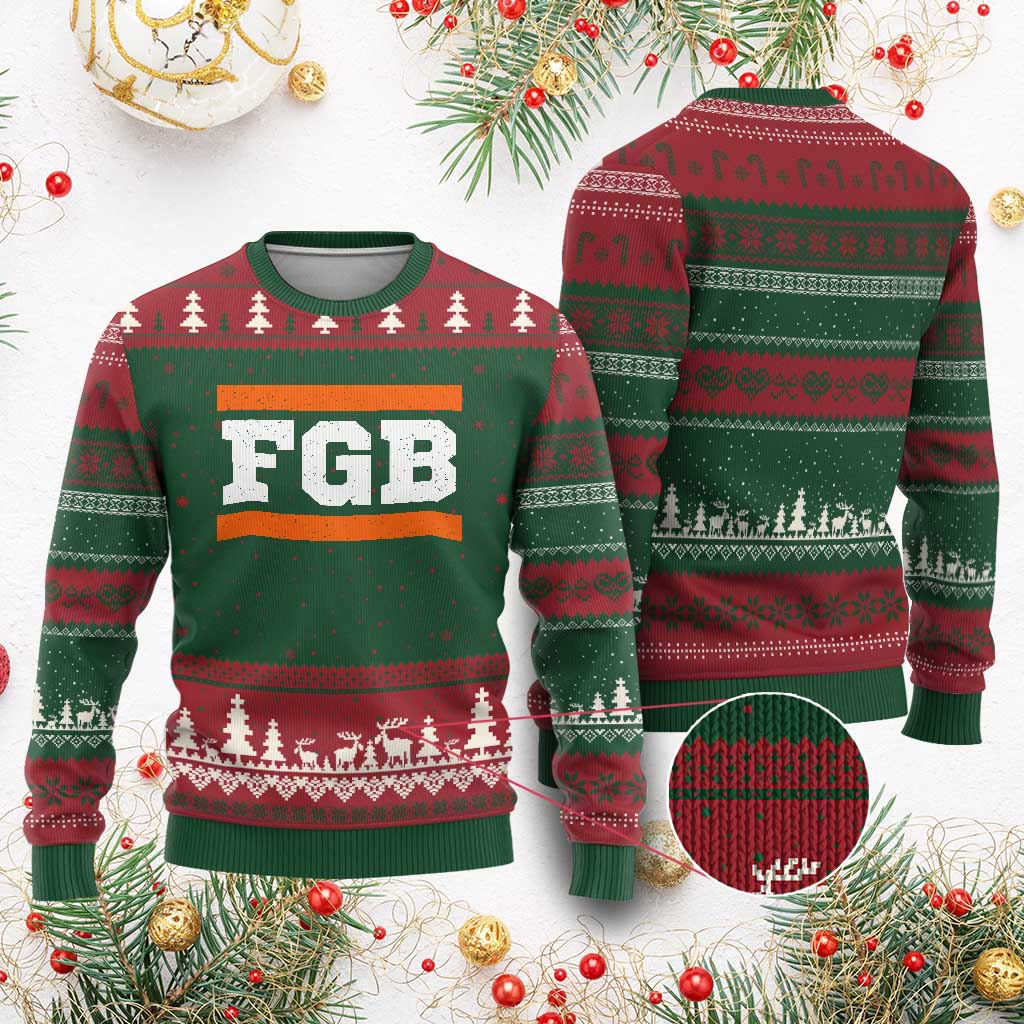 BF Game Day Ugly Christmas Sweater FGB Football Fans TS10 Red Green Print Your Wear