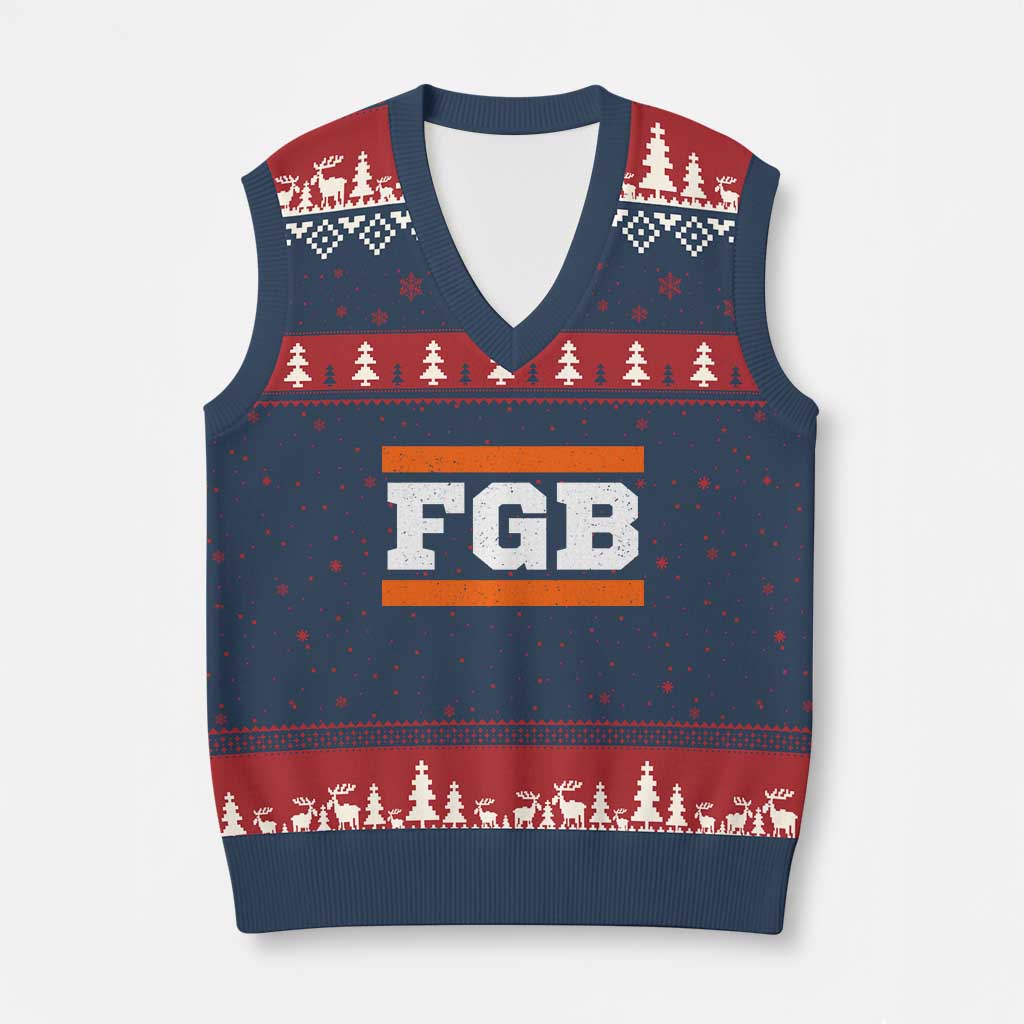 BF Game Day V-Neck Knit Sweater Vest FGB Football Fans TS10 Navy Red Print Your Wear