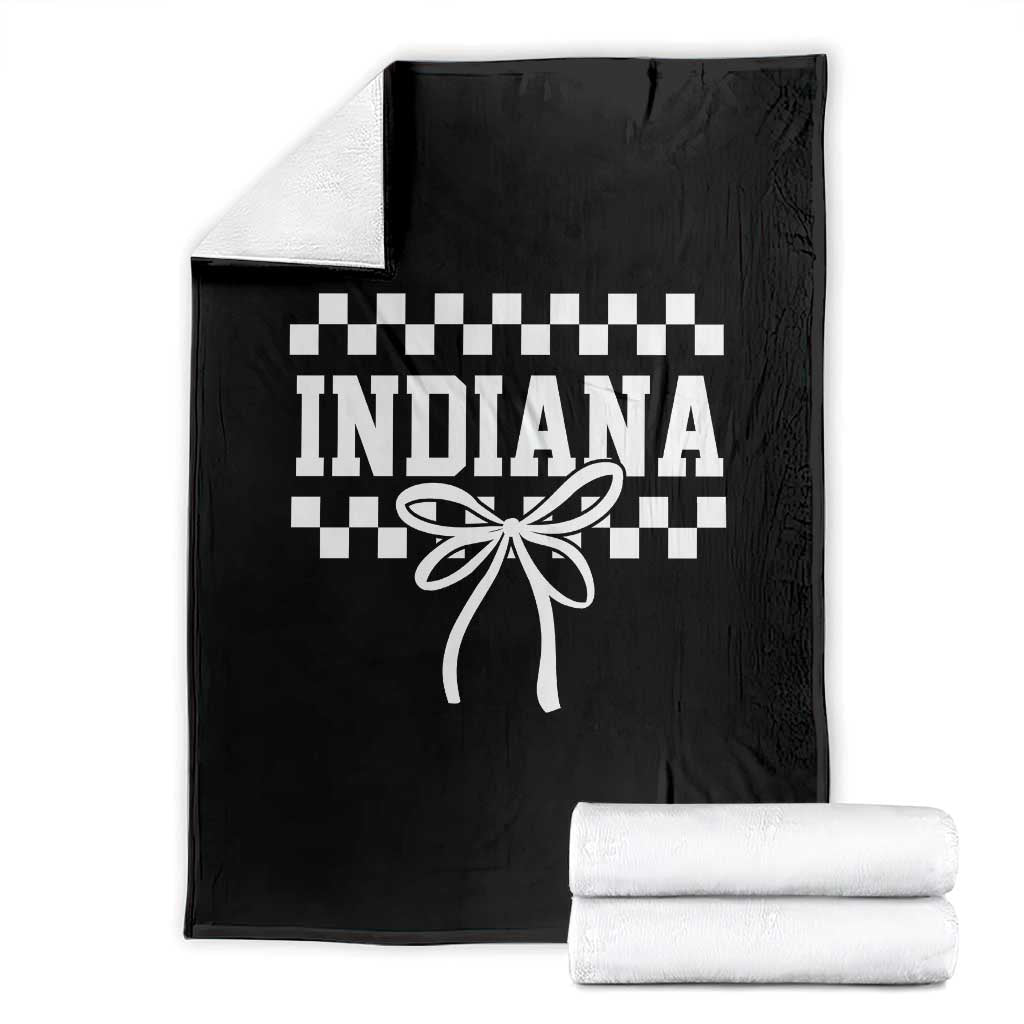 Retro Indiana Throw Blanket Coquette Bow Checkered Women Girls Kids TS10 Black Print Your Wear