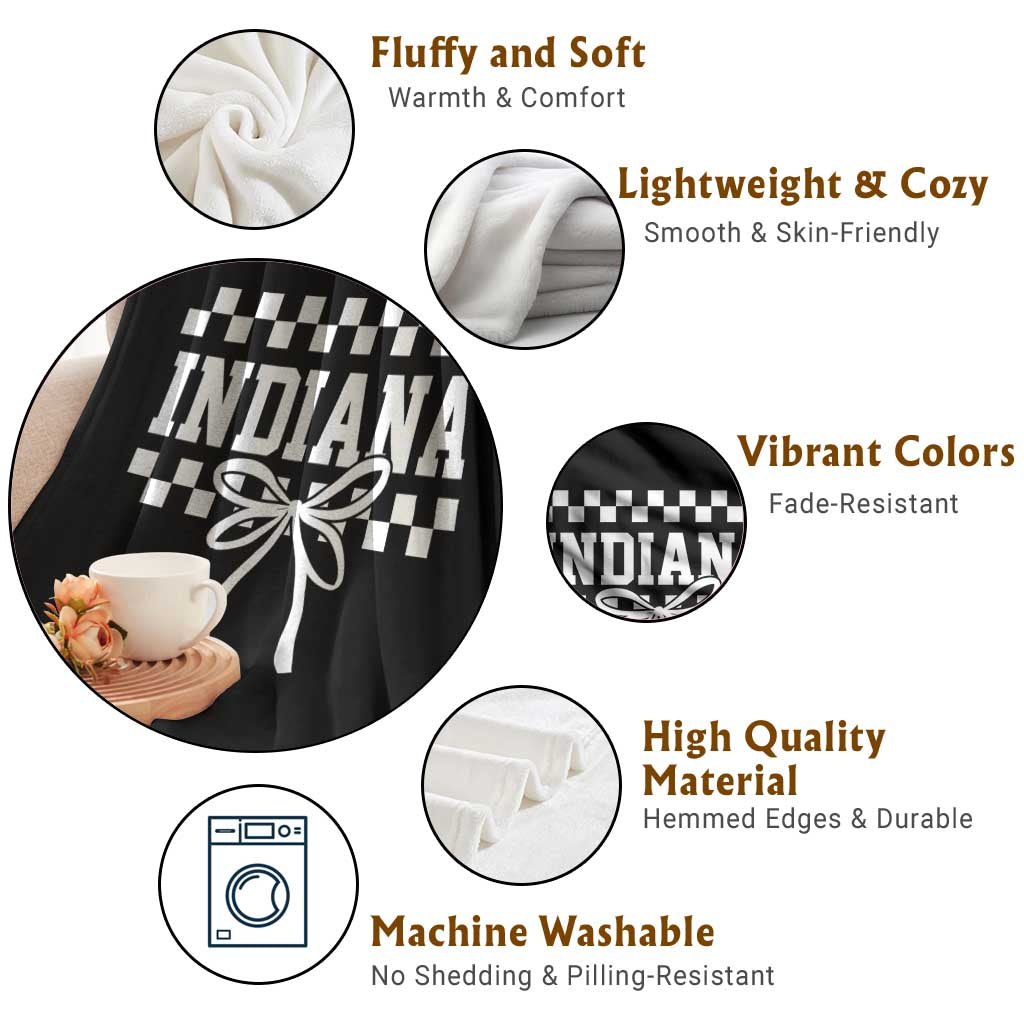 Retro Indiana Throw Blanket Coquette Bow Checkered Women Girls Kids TS10 Print Your Wear