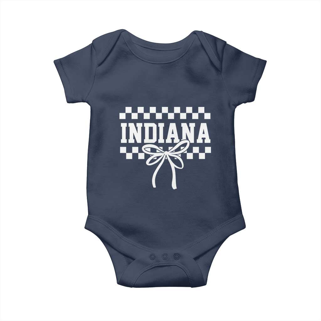 Retro Indiana Baby Onesie Coquette Bow Checkered Women Girls Kids TS10 Navy Print Your Wear