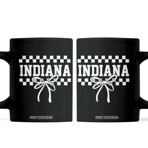 Retro Indiana Coffee Mug Coquette Bow Checkered Women Girls Kids TS10 Black Print Your Wear