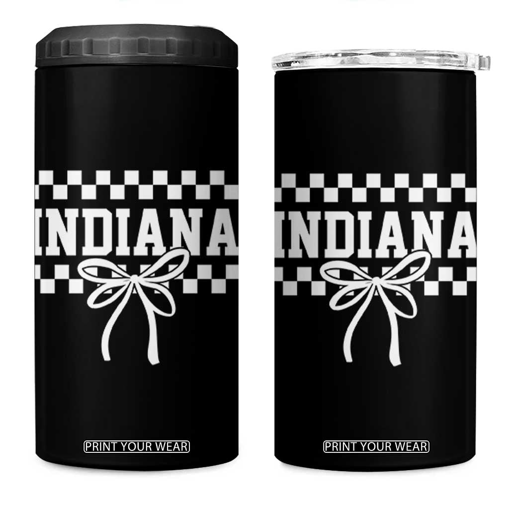 Retro Indiana 4 in 1 Can Cooler Tumbler Coquette Bow Checkered Women Girls Kids TS10 One Size: 16 oz Black Print Your Wear