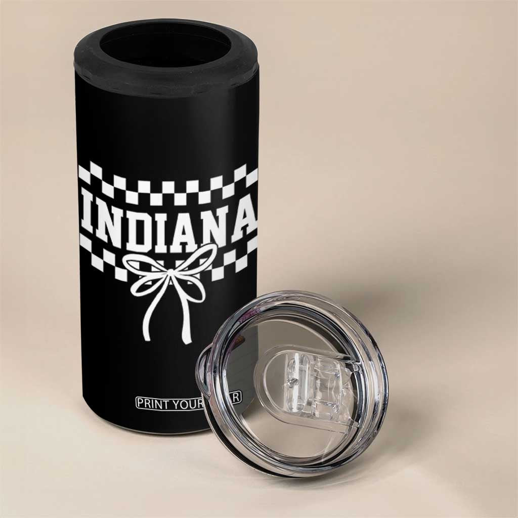 Retro Indiana 4 in 1 Can Cooler Tumbler Coquette Bow Checkered Women Girls Kids TS10 Print Your Wear