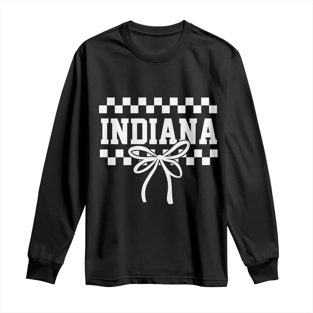 Retro Indiana Long Sleeve Shirt Coquette Bow Checkered Women Girls Kids TS10 Black Print Your Wear