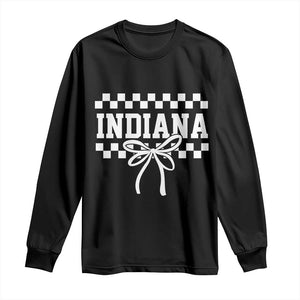 Retro Indiana Long Sleeve Shirt Coquette Bow Checkered Women Girls Kids TS10 Black Print Your Wear
