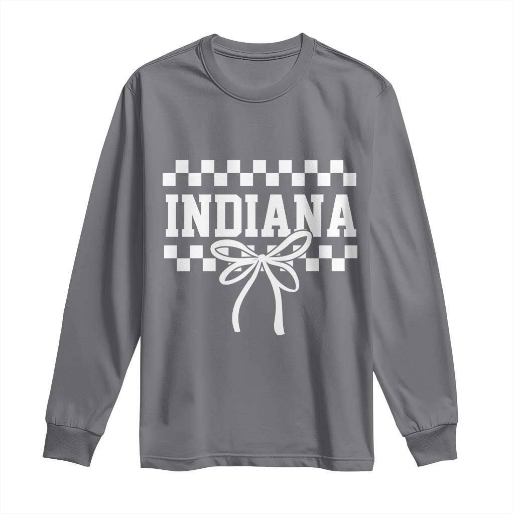 Retro Indiana Long Sleeve Shirt Coquette Bow Checkered Women Girls Kids TS10 Charcoal Print Your Wear