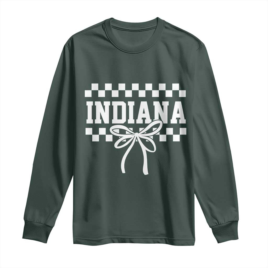 Retro Indiana Long Sleeve Shirt Coquette Bow Checkered Women Girls Kids TS10 Dark Forest Green Print Your Wear